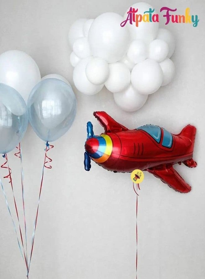 Atpata Funky Sky theme Airplane Aeroplane Flight with Clouds Foil Balloon Bouquet (Fly High) - Image 3